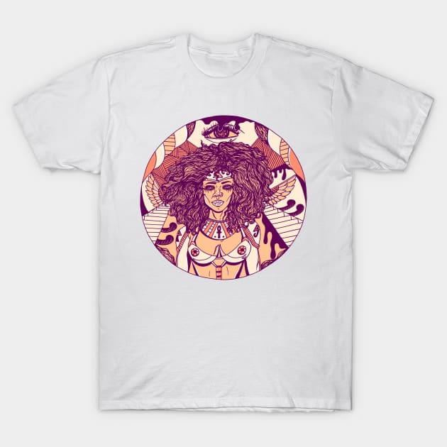 Peach Kemet Warrior T-Shirt by kenallouis